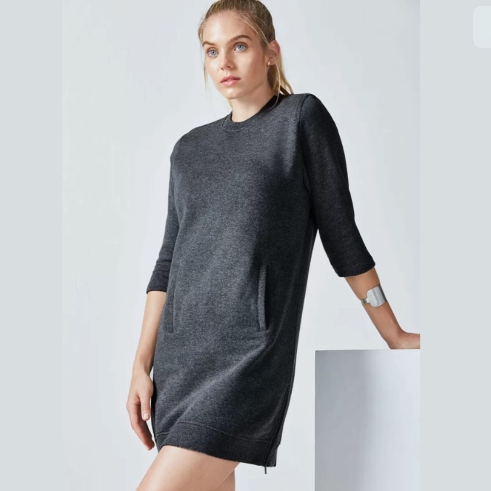 Fabletics Elena Sweatshirt Dress Cozy Athleisure Dark Gray Size XS Workout Gym